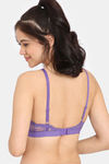 Rosaline City Hearts Double Layered Non Wired Medium Coverage Lace Bra - Passion Flower — thumbnail 2